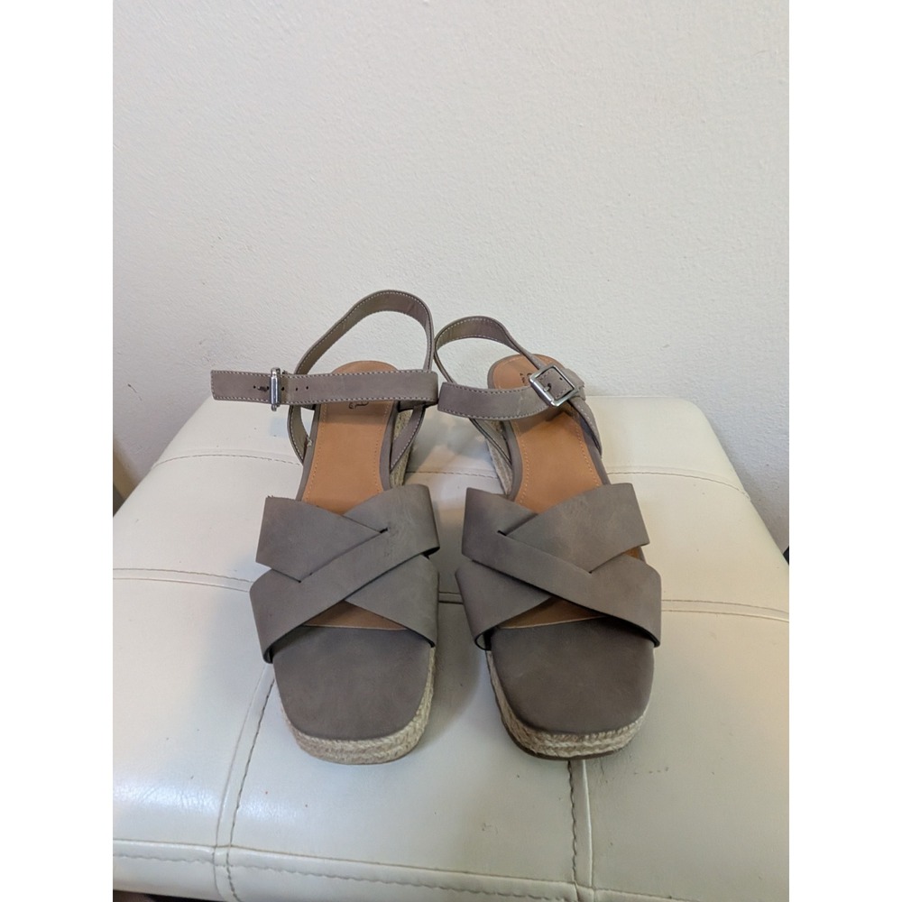 a.n.a‎ a new approach Taupe Faux Suede Espadrille Platform Wedge Sandals Mens 8
